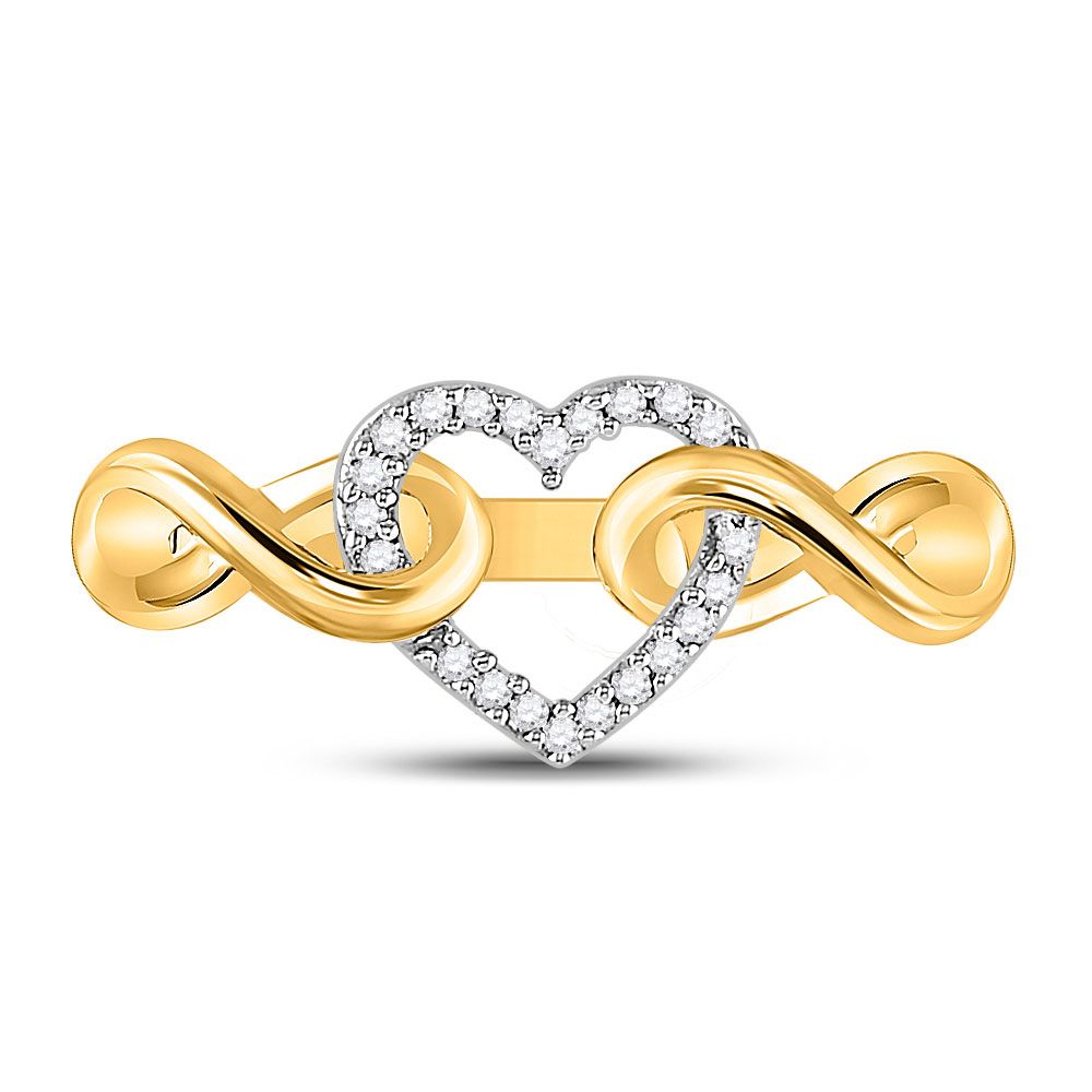 10k Gold 1/10 ct Diamond Infinity Twist Heart Ring
