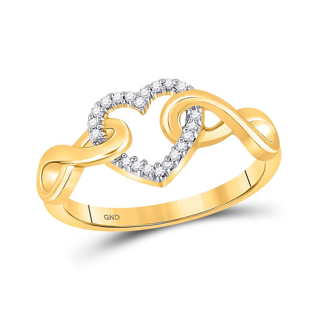 10k Gold 1/10 ct Diamond Infinity Twist Heart Ring