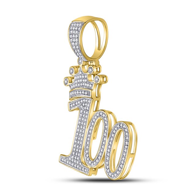 10k Gold 1/2 ct Diamond 100 Hundred Crown Pendant