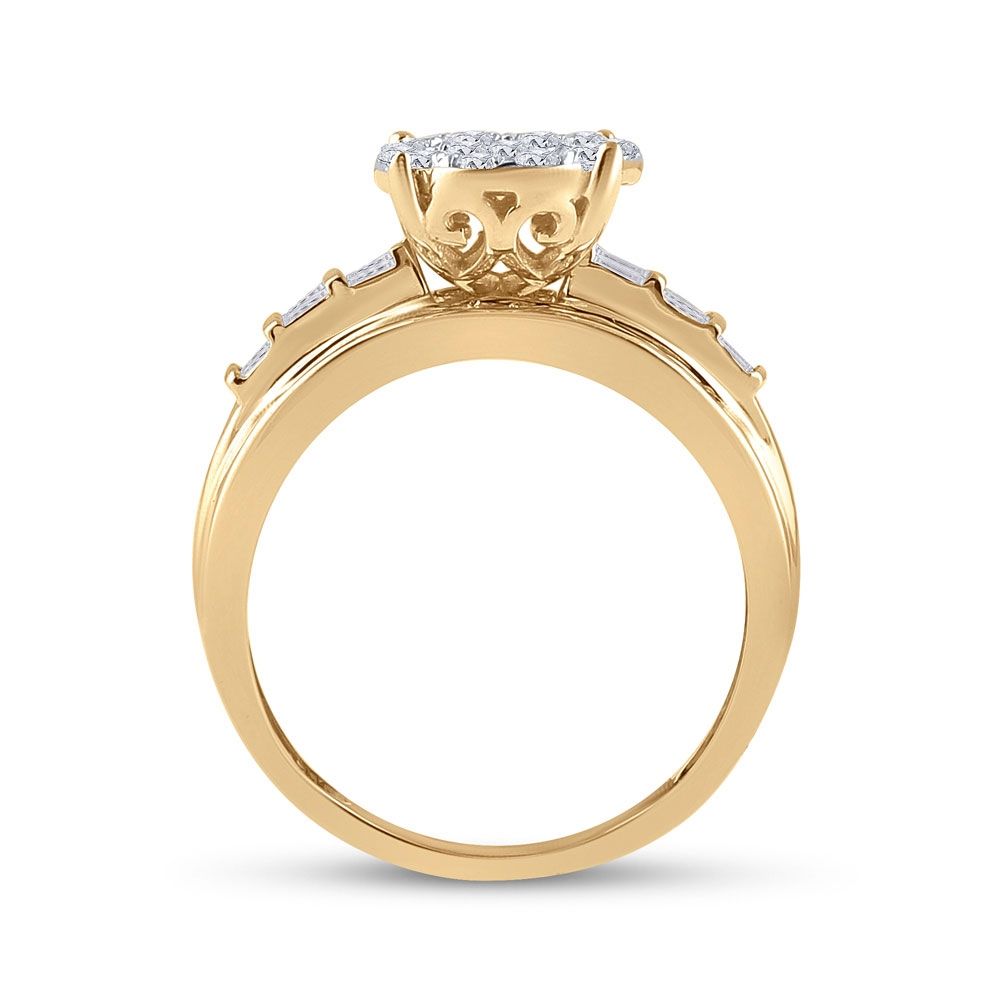 10k Gold 1 ct Diamond Cluster Bridal Engagement Ring