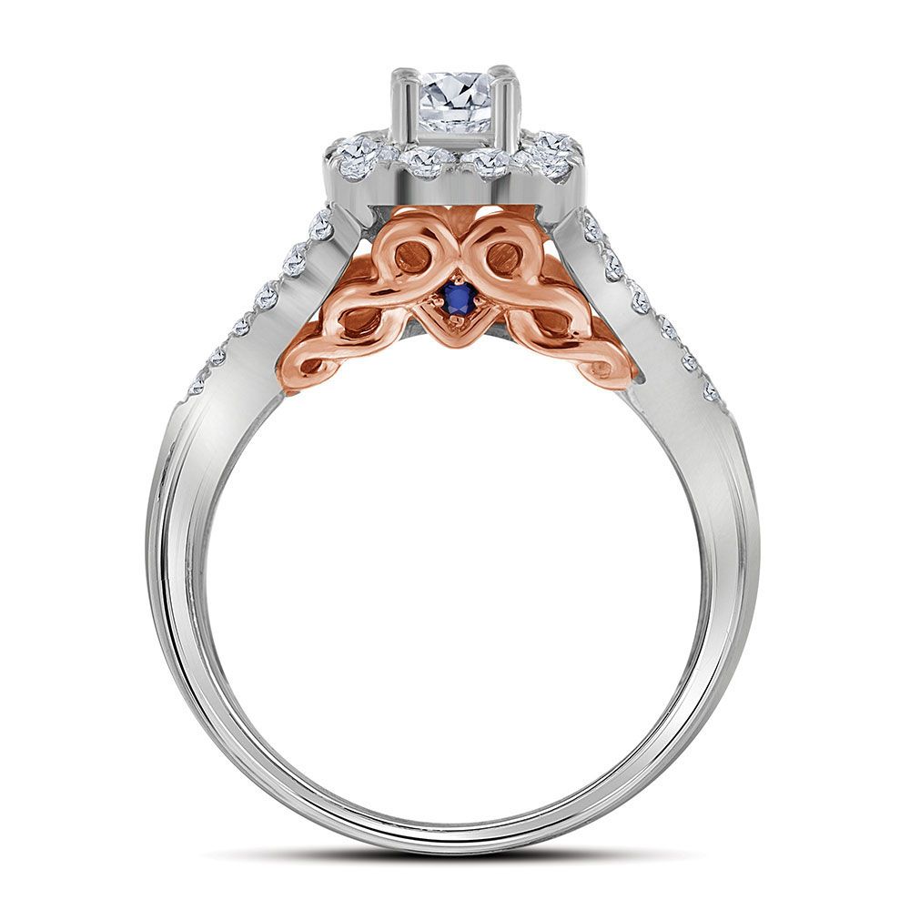 14k Two-Tone Gold 1 ct Round Diamond Bridal Wedding Ring Set