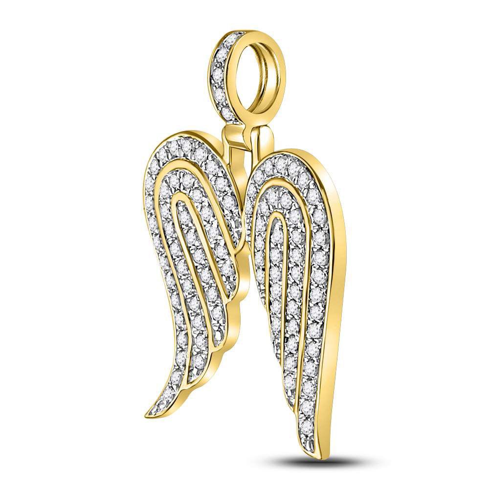 10K Gold 5/8 ct Diamond Angel Wing Pendant