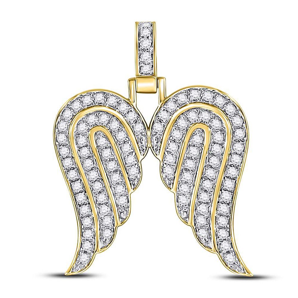 10K Gold 5/8 ct Diamond Angel Wing Pendant