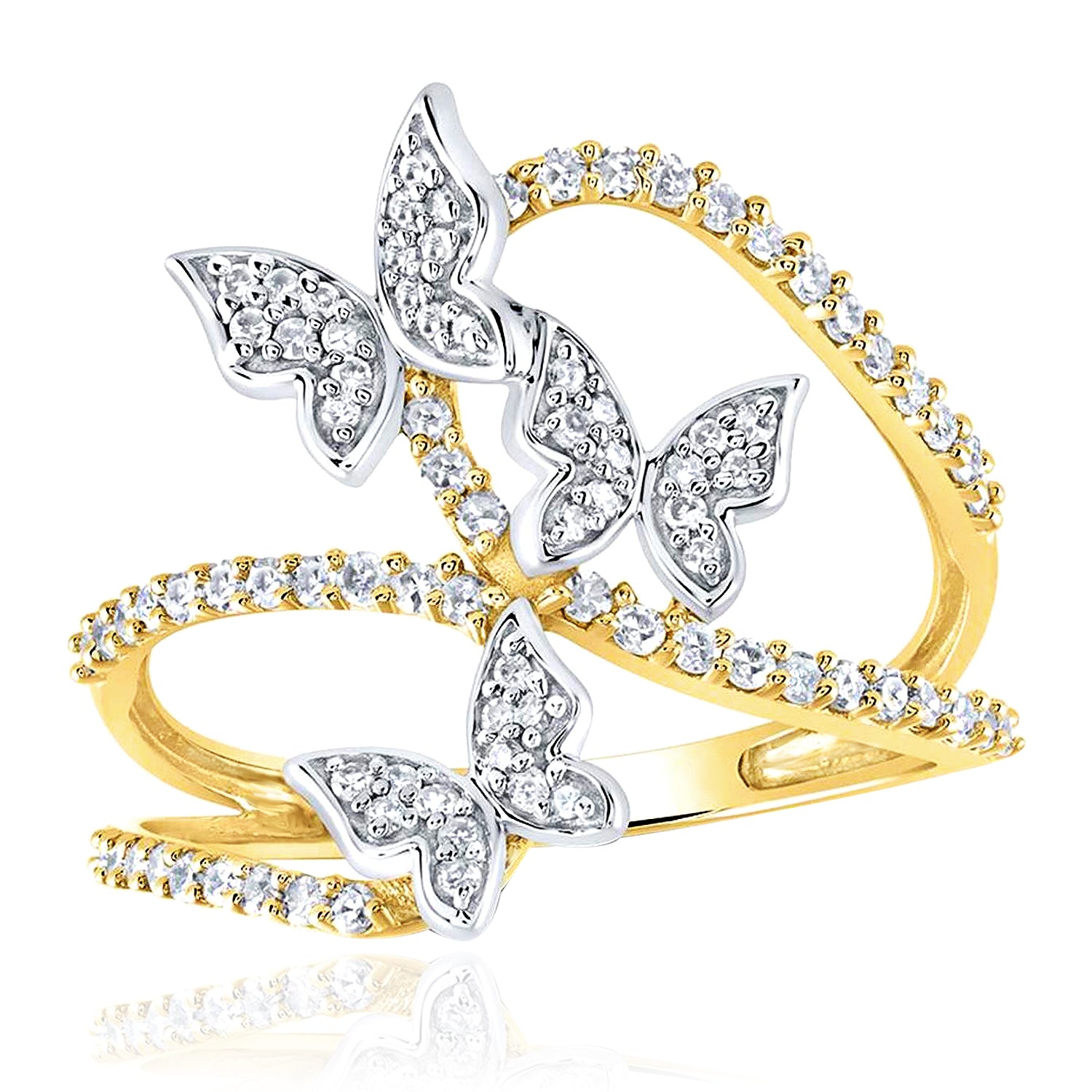 14k Gold 3/8 ct Diamond Butterfly Ring