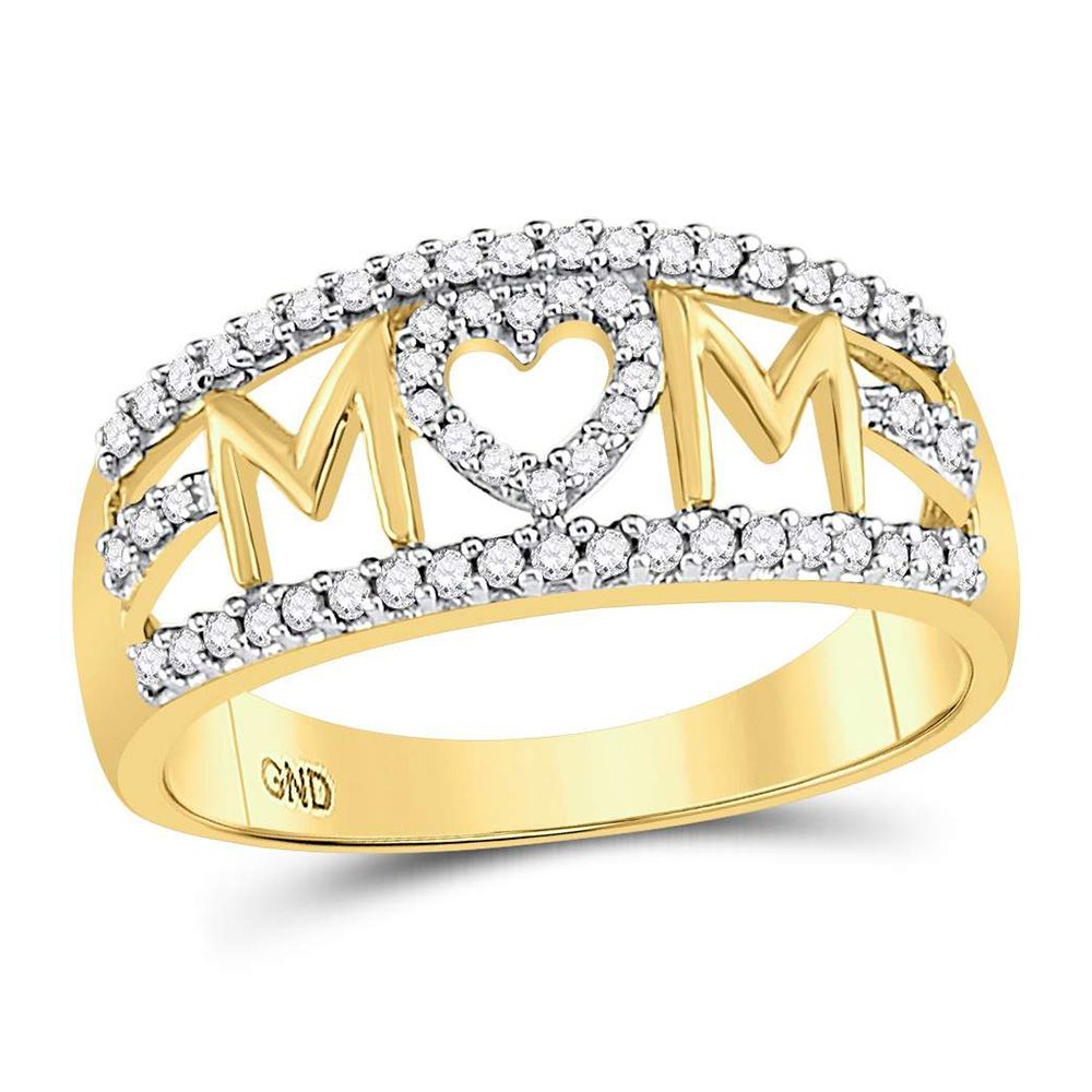 10k Gold 1/4 ct Diamond Mom Heart Ring