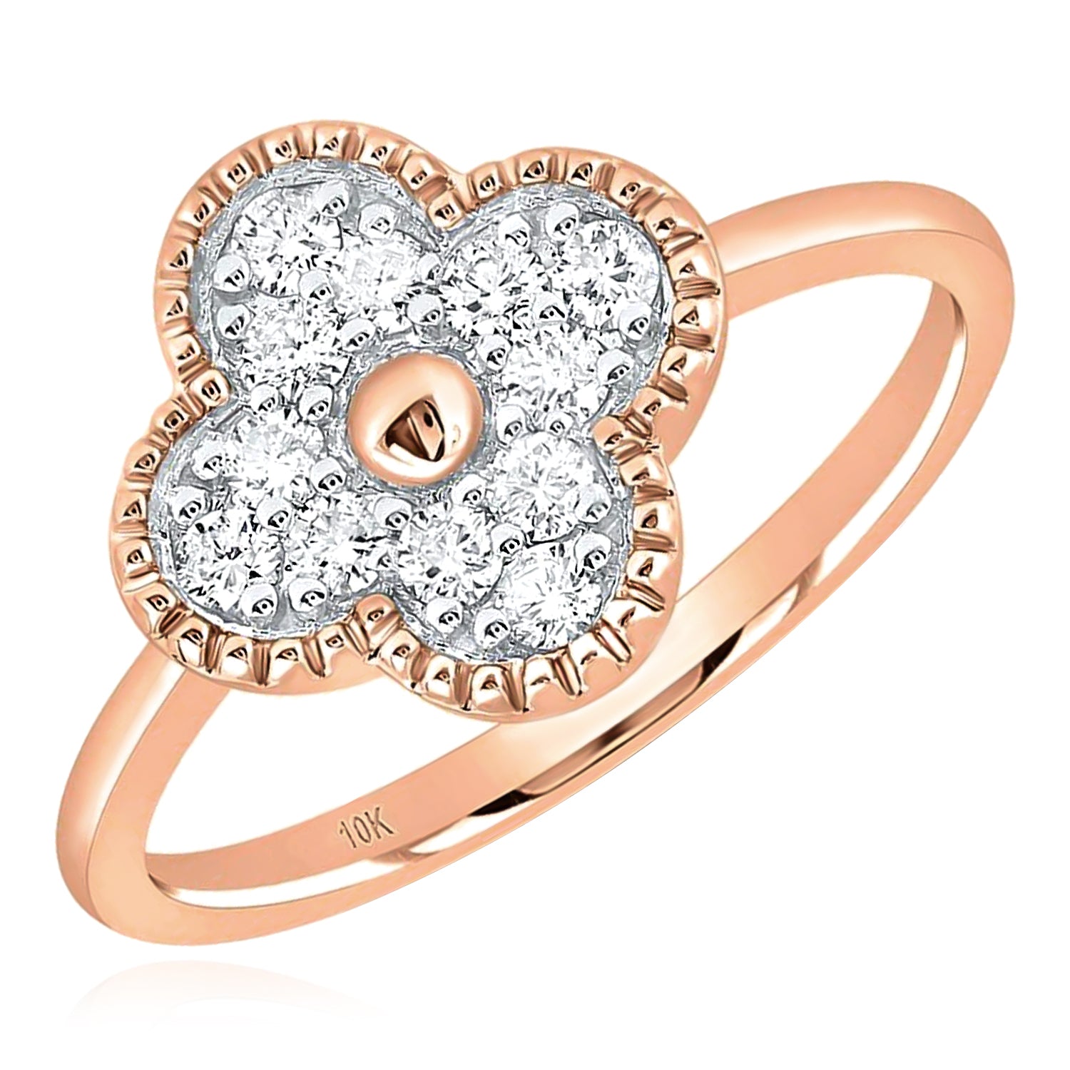 10k Gold 1/3 ct Diamond Clover Ring