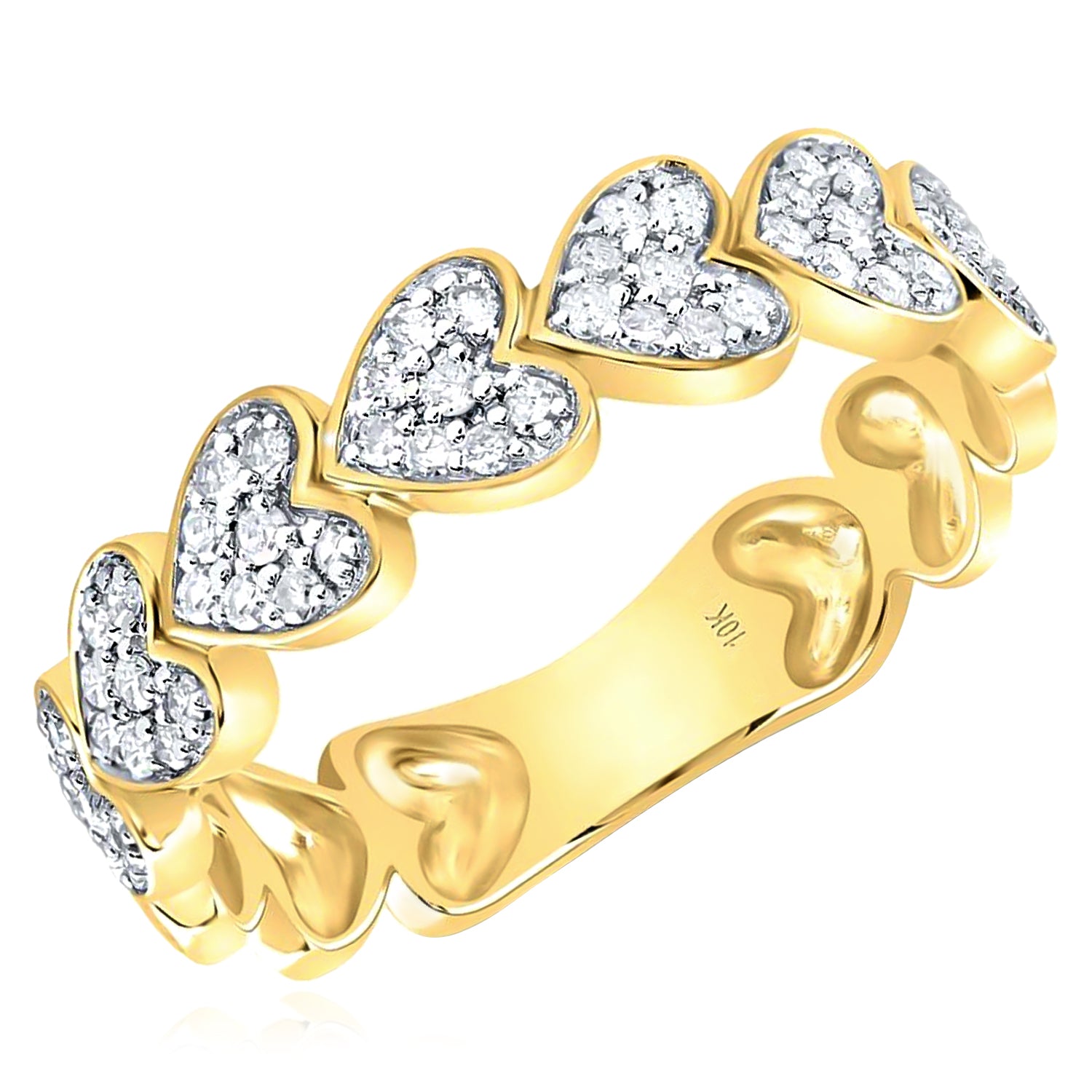10k Gold 1/3 ct Diamond Heart Band Ring