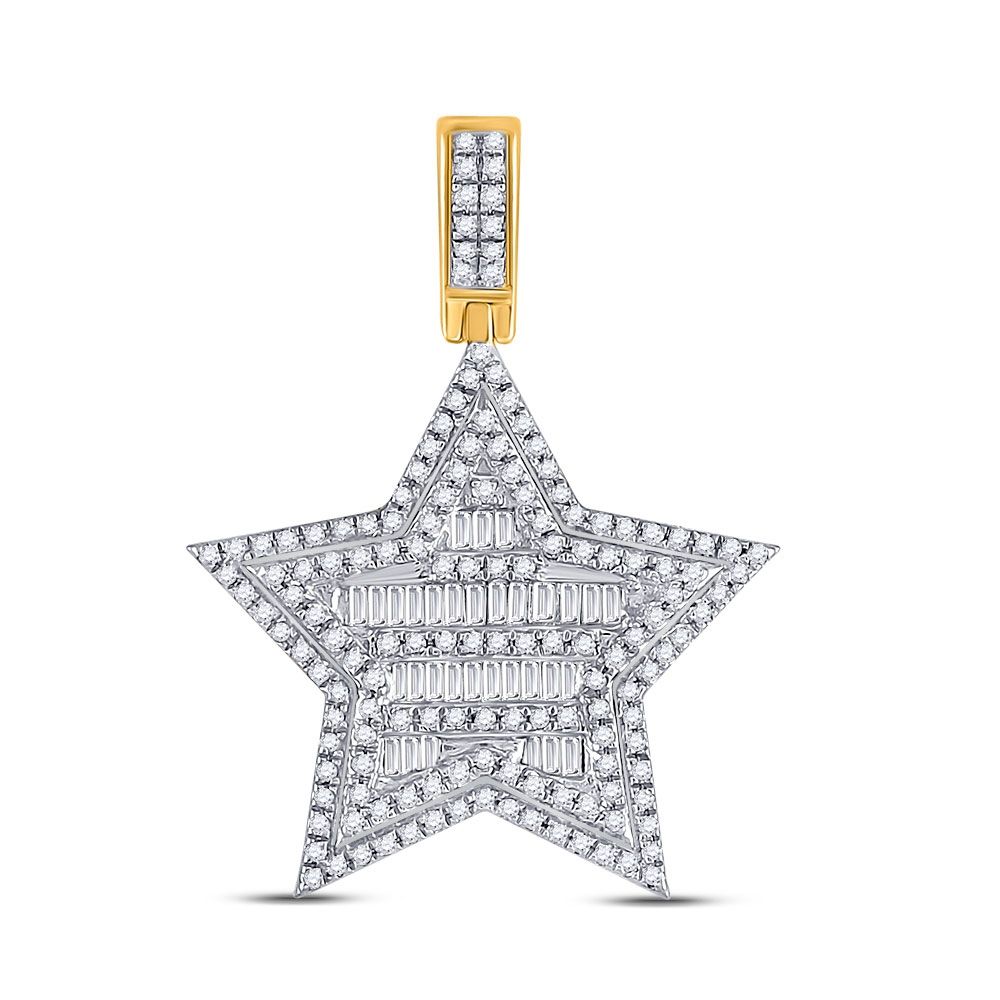 10k Gold 3/4 ct Baguette Diamond Star Pendant