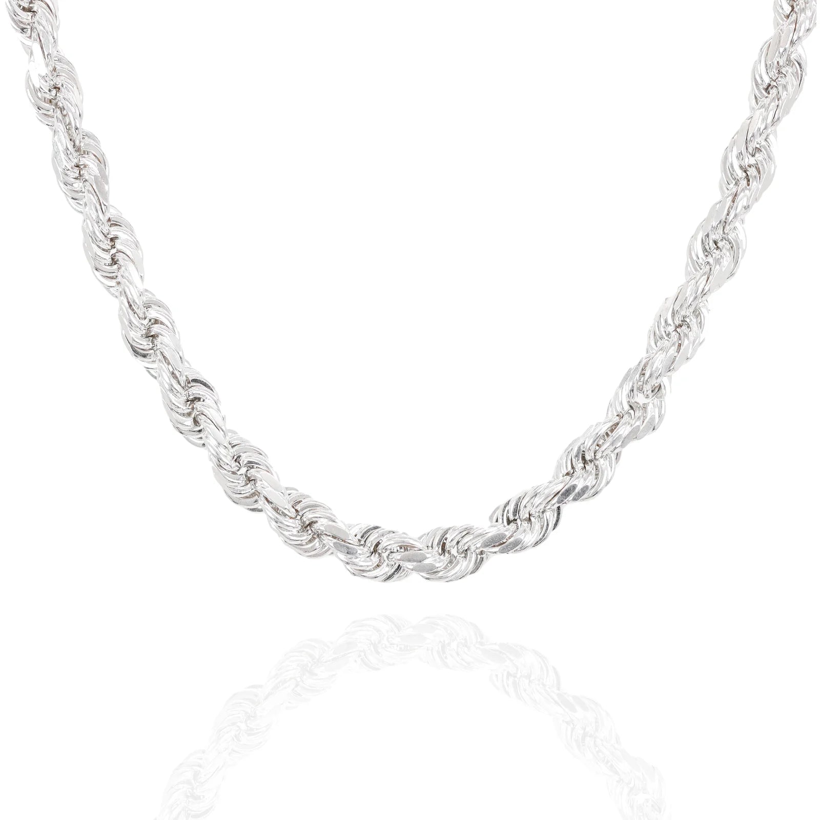 10k White Gold Hollow Rope Chain 2.5 mm - 7 mm