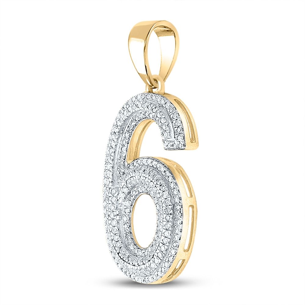 10K Gold Round 5/8 ct Diamond Number Pendant