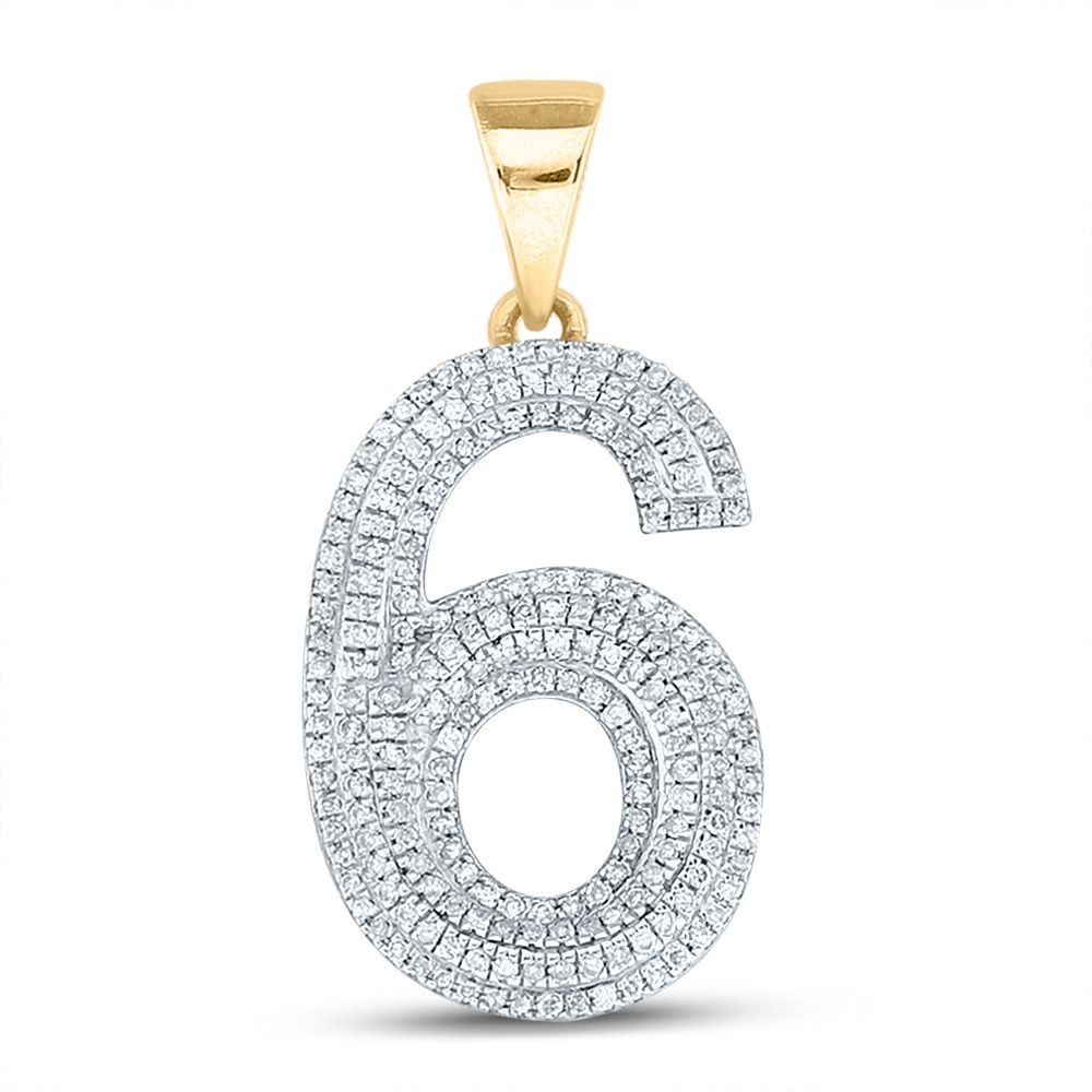 10K Gold Round 5/8 ct Diamond Number Pendant