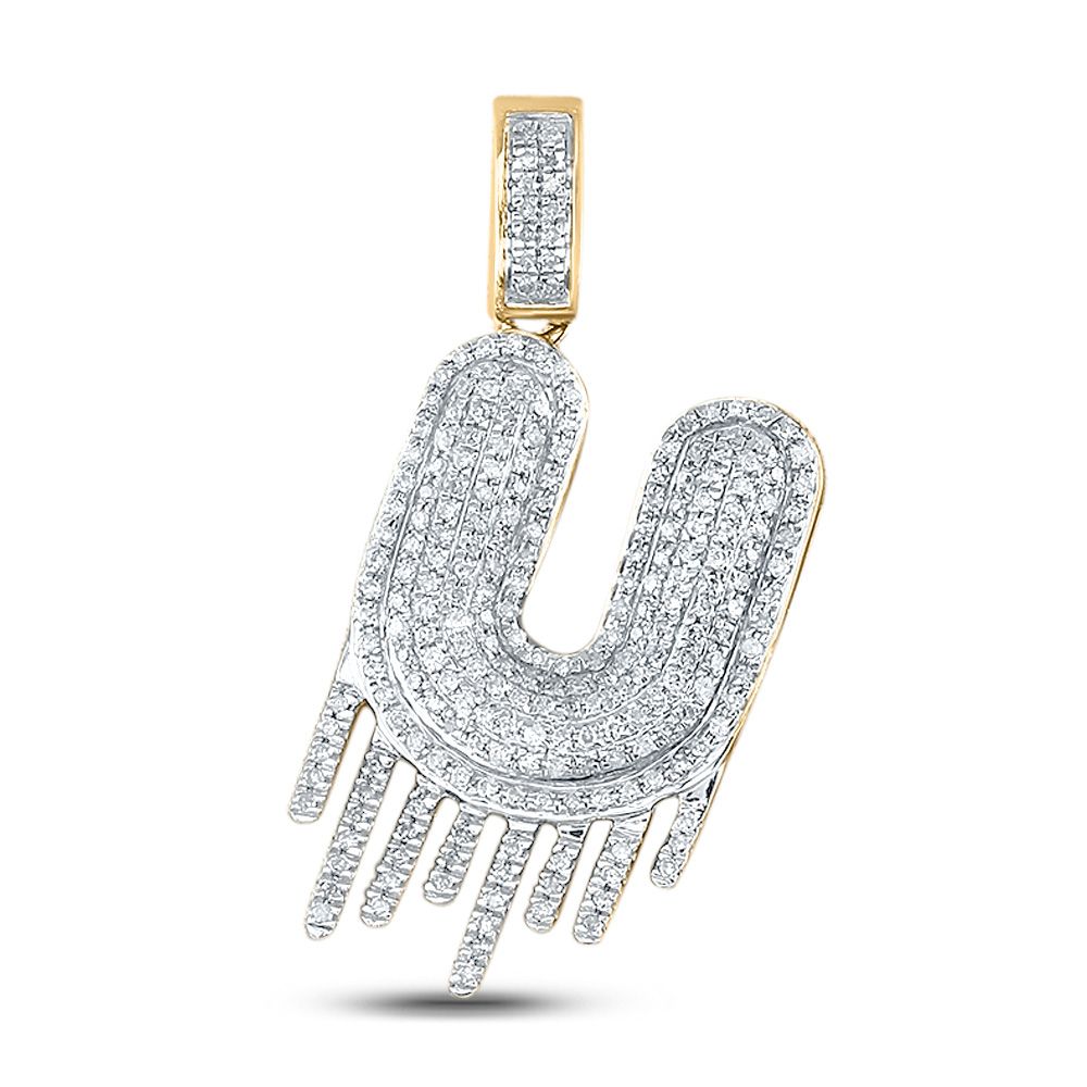 10k Gold 1 ct Diamond Dripping Initial Pendant