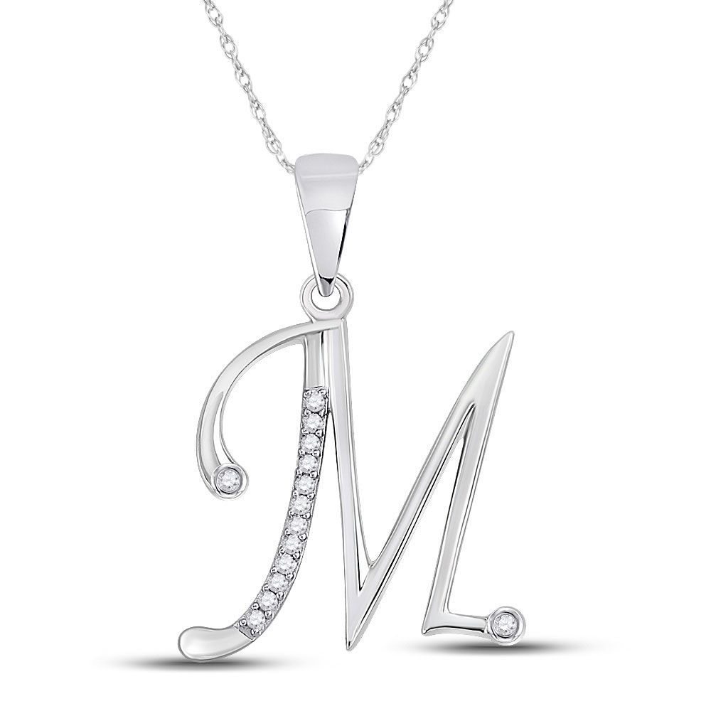 10k Gold 1/10th ct Diamond Cursive Initial Pendant