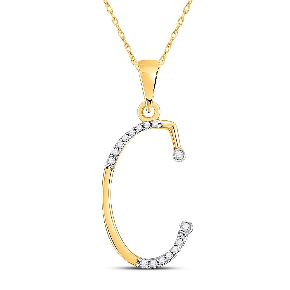 10k Gold 1/10th ct Diamond Cursive Initial Pendant