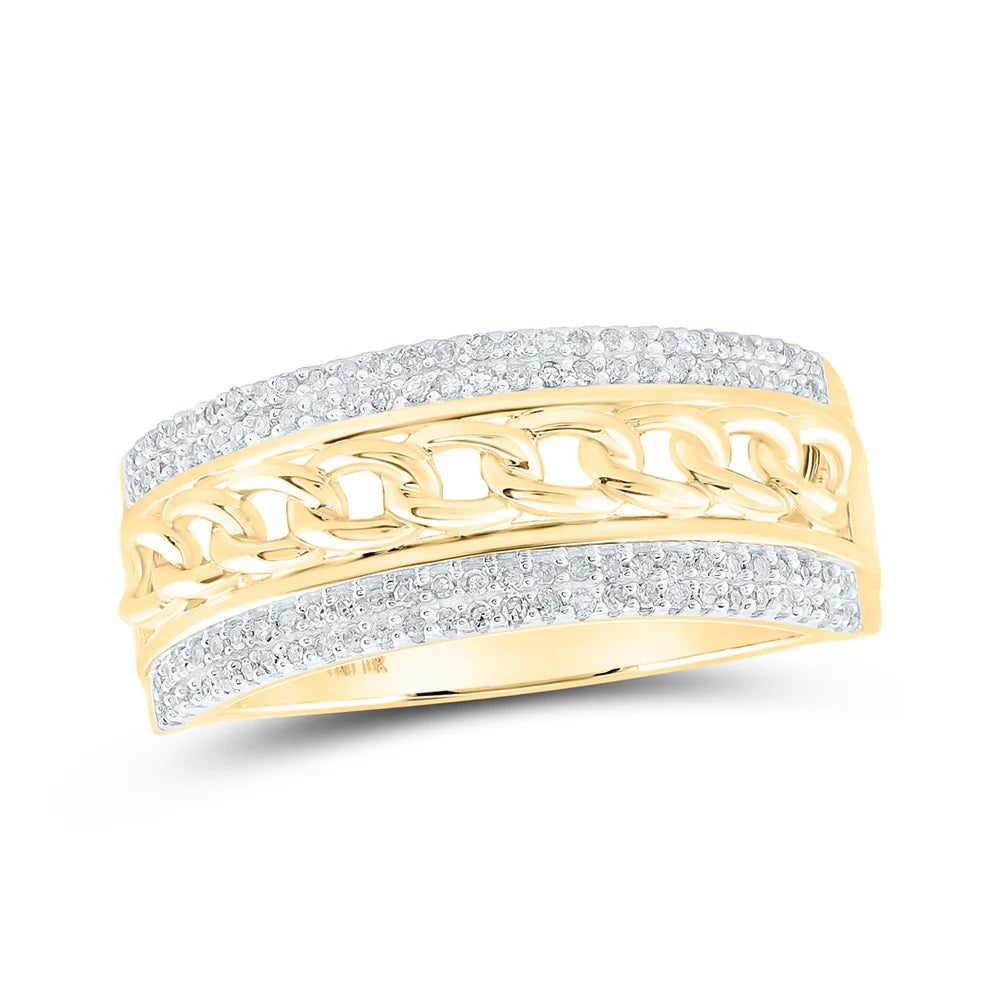 10k Gold 1/3 ct Diamond Cuban Link Band Ring