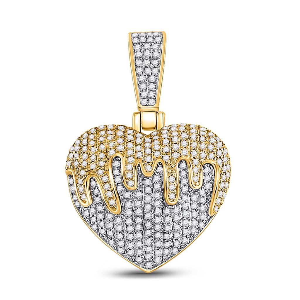 10K Gold 1 ct Diamond Melting Heart Pendant