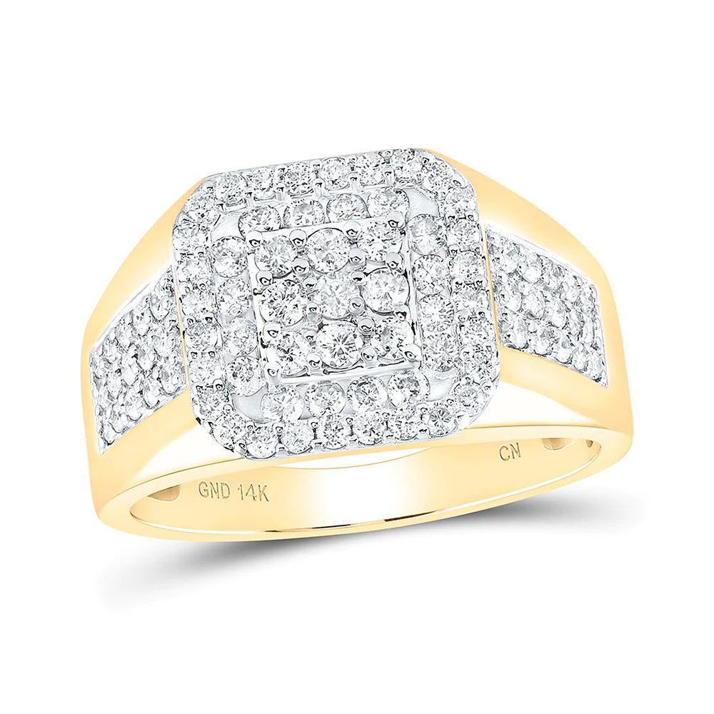 14k Gold 1.25 ct Diamond Mens Square Ring