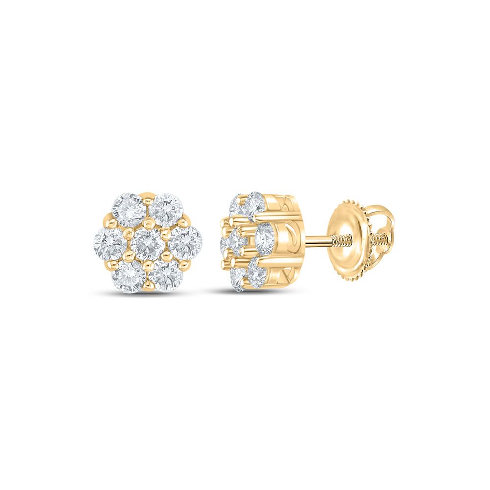 10k Gold Round 1/3 ct Diamond Cluster Earrings