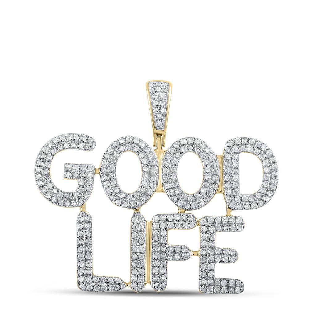 10k Gold 1 ct Diamond Good Life Pendant