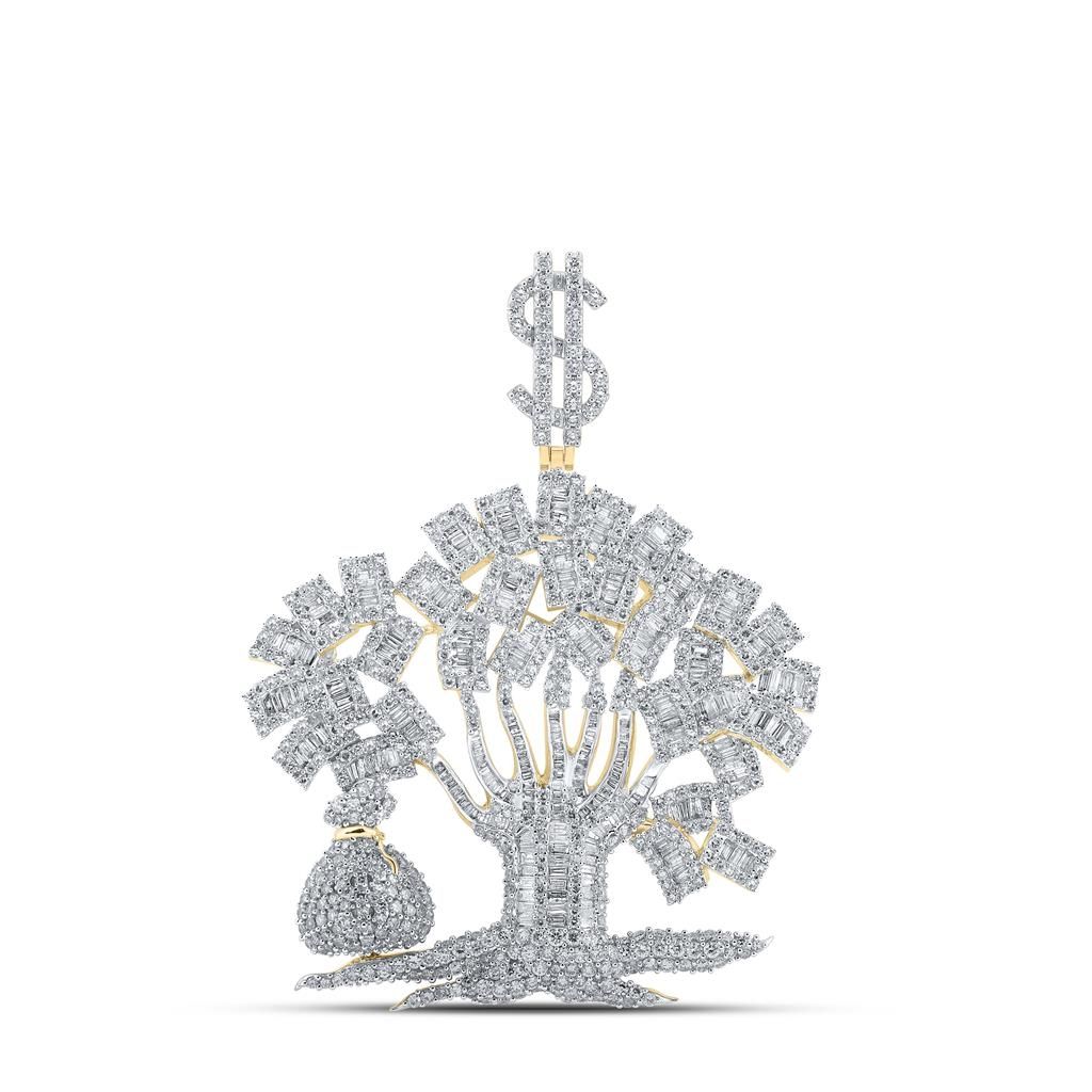 10kt Gold Baguette 6.5 ct Diamond Money Tree Pendant