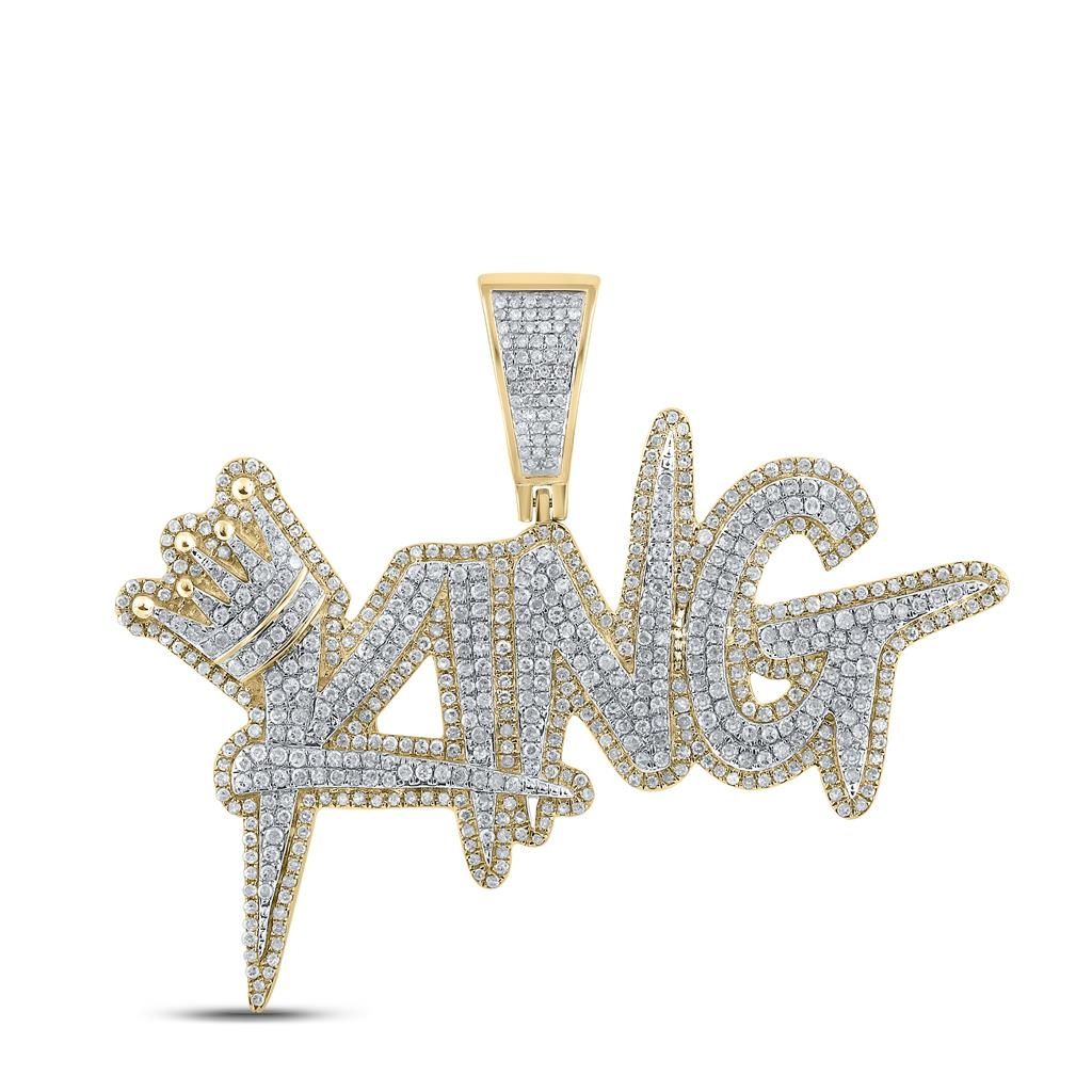 10K Gold 2 1/2 ct Diamond King Crown Pendant