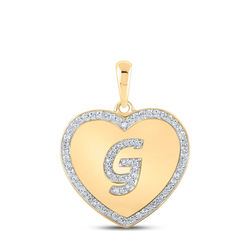 10K Gold 1/4 ct Diamond Heart x Letter Pendant