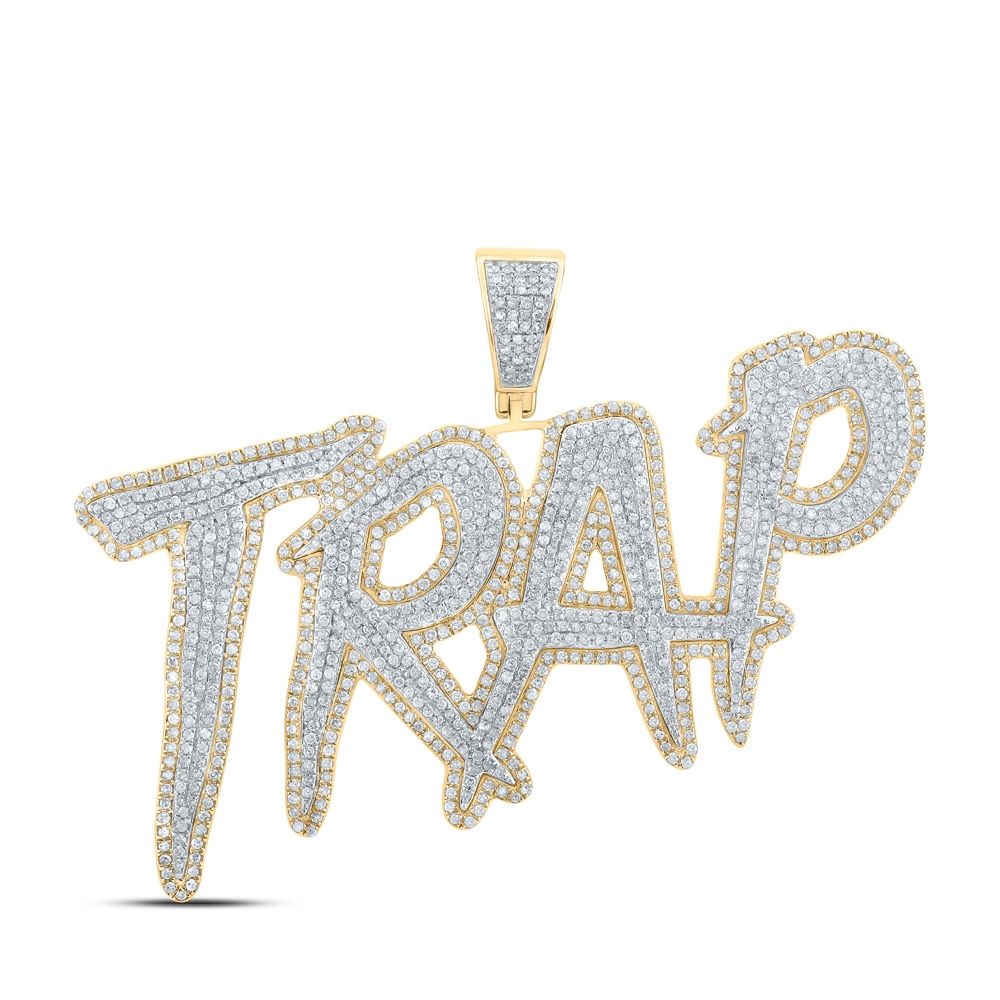 10K Two-Tone 3 ct Diamond TRAP Pendant