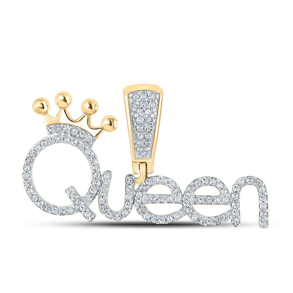 10k Gold 1/3 ct Diamond Queen Pendant