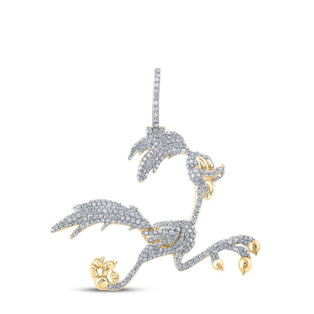 10K Gold Mens 3.5 ct Diamond Road Runner Pendant