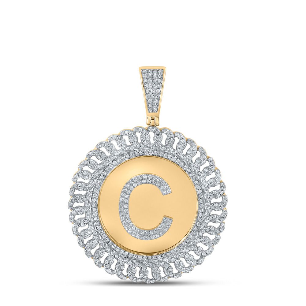 10k Gold Round 1.5 ct Diamond Initial Pendant