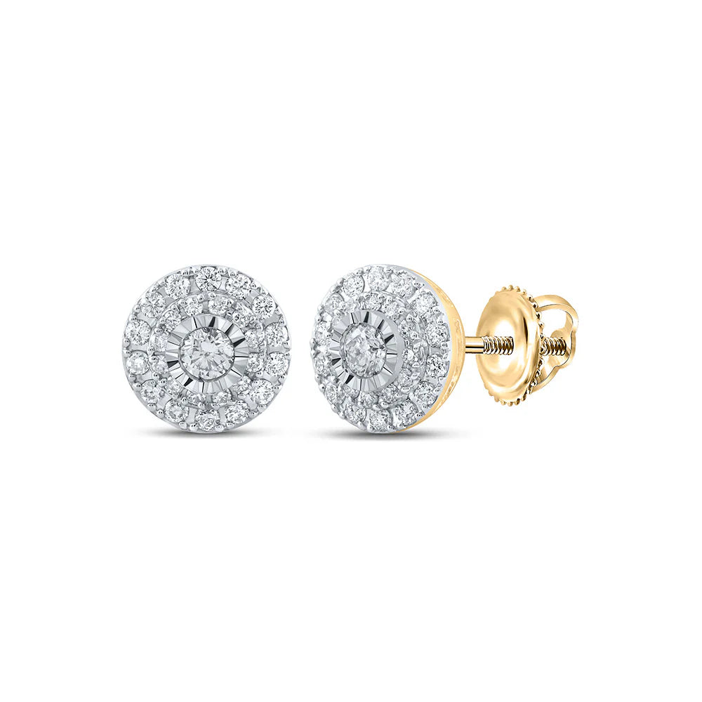 10k Gold 1/2 ct Round Diamond Cluster Earrings