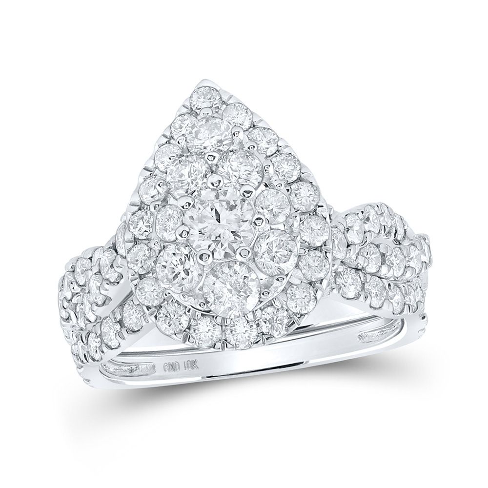 10k Gold 2 ct VS Diamond Halo Wedding Ring Set