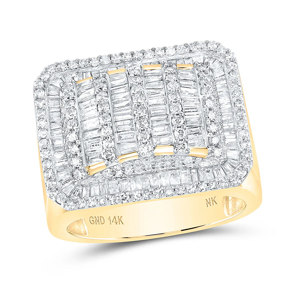 14k Gold 2 1/3 ct Baguette Diamond Rectangle Ring