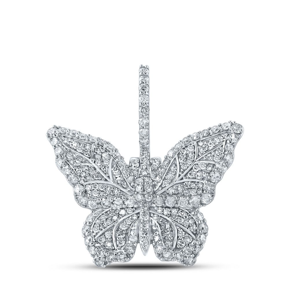 14K Gold 1 1/2 ct Diamond Butterfly Pendant