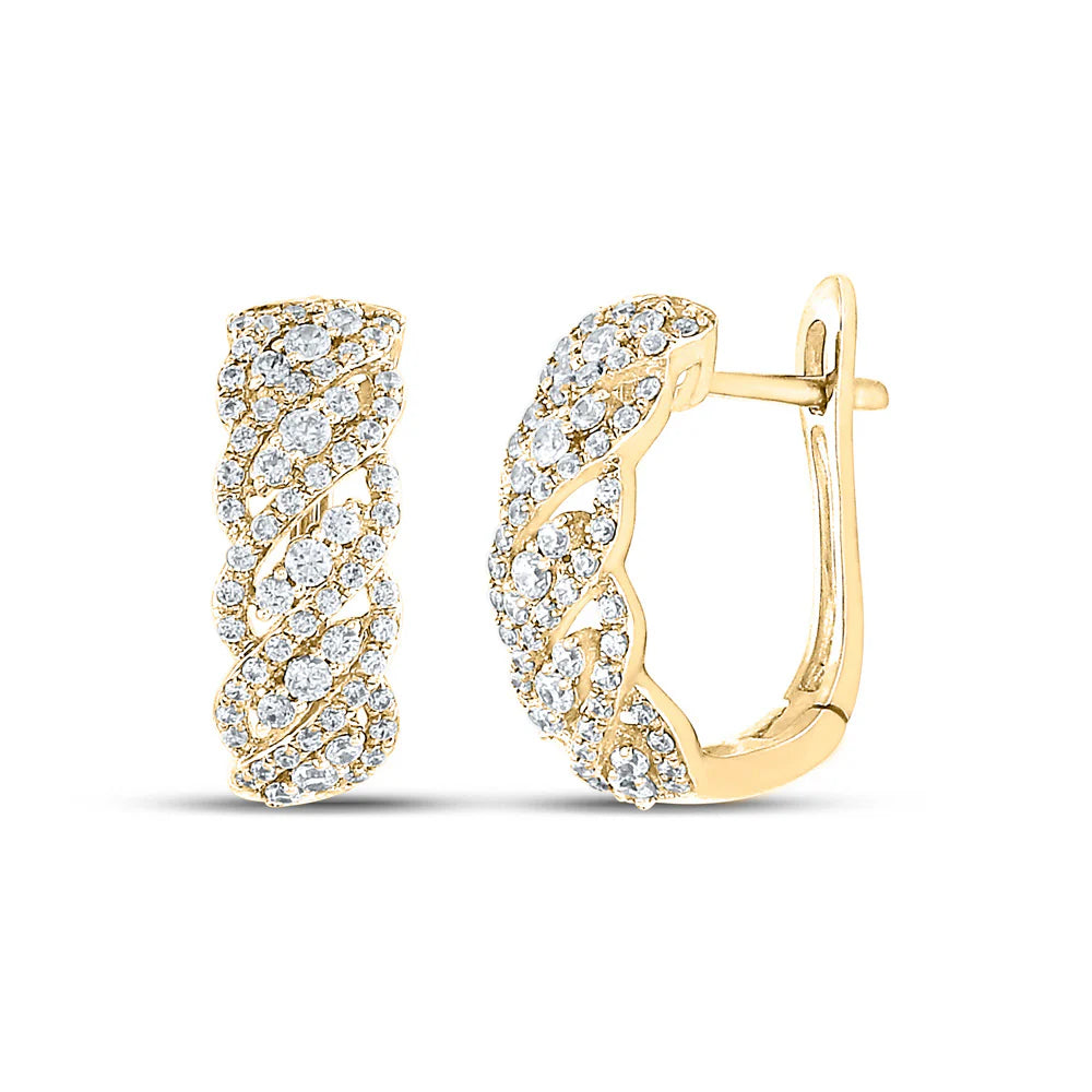 10k Gold 5/8 ct Diamond Oblong Hoop Earrings