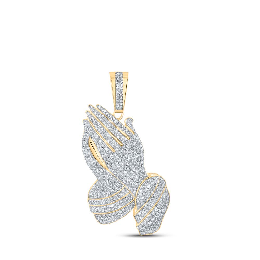10K Gold 2.5 ct Diamond Prayer Hands Pendant