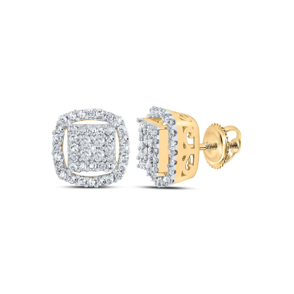 10k Gold 3/8 ct Diamond Square Earrings
