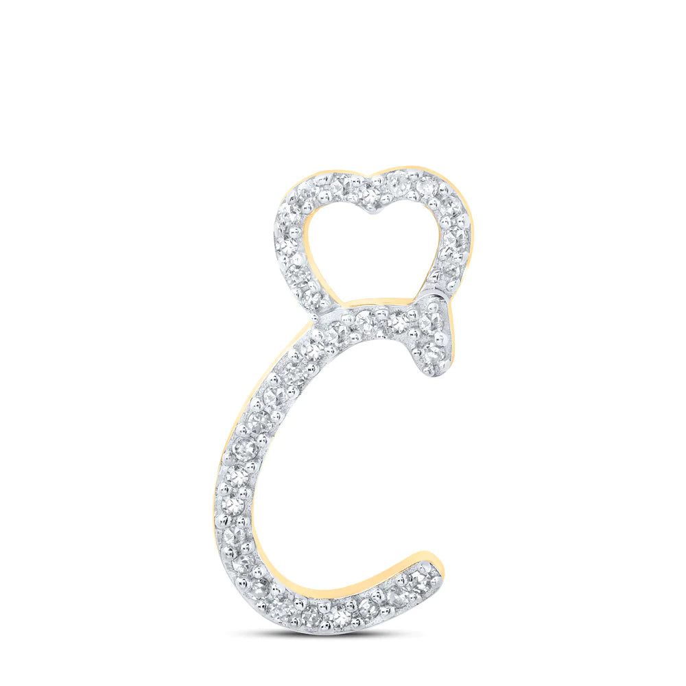 10k Gold 1/8 ct Diamond Heart Initial Pendant