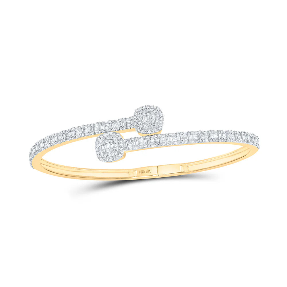 10k Yellow Gold 1-5/8 Ct Baguette Diamond Square Cuff Bracelet