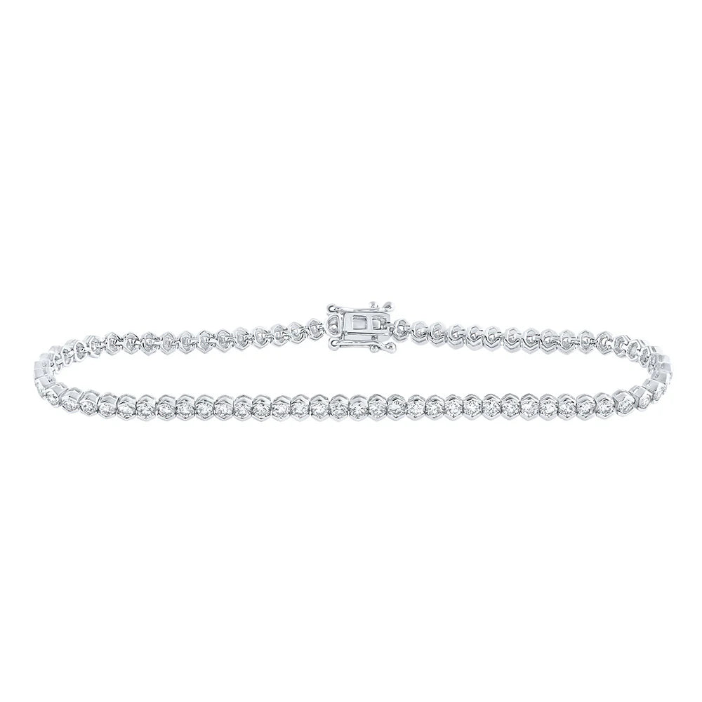 14k Gold 3 ct Diamond Round Tennis Bracelet