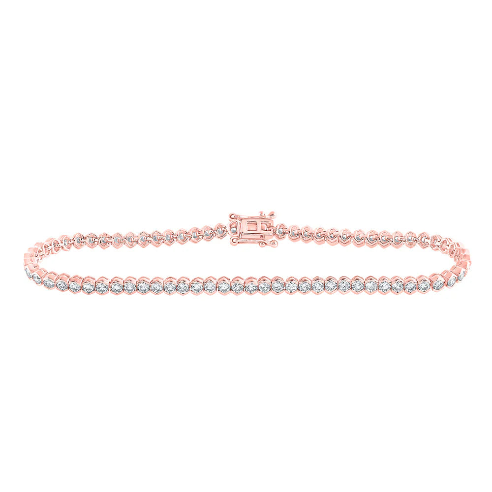 14k Gold 3 ct Diamond Round Tennis Bracelet
