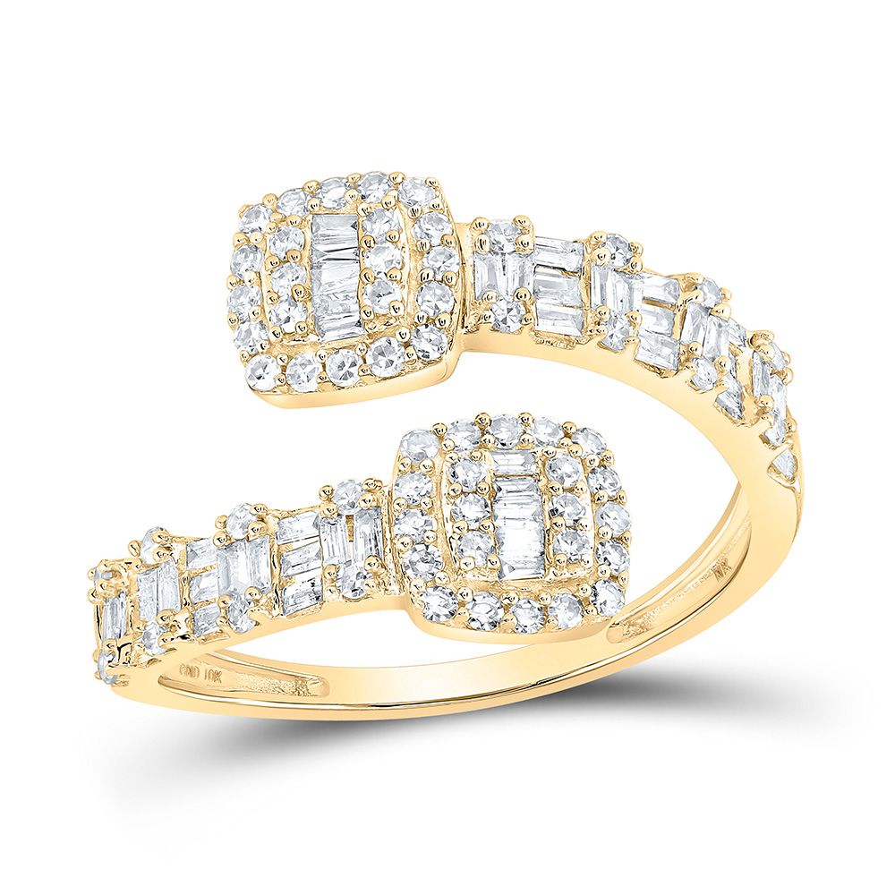 10k Gold 5/8 ct Diamond Baguette Cushion Cuff Ring