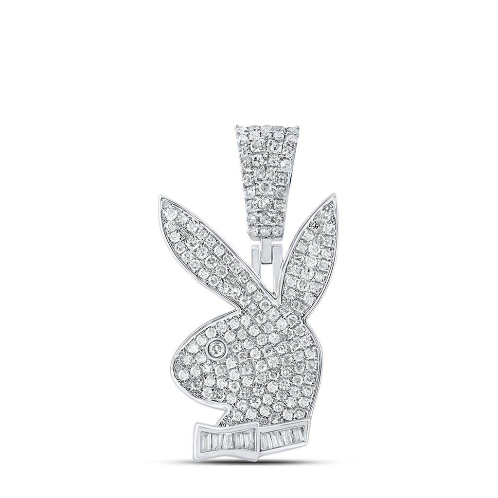 Sterling Silver 1 ct Diamond Playboy Bunny Pendant