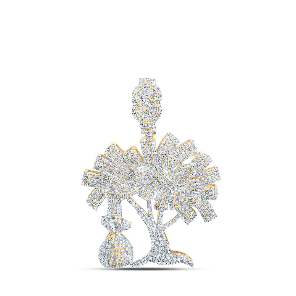 10k Gold 3 ct Diamond Money Tree Pendant