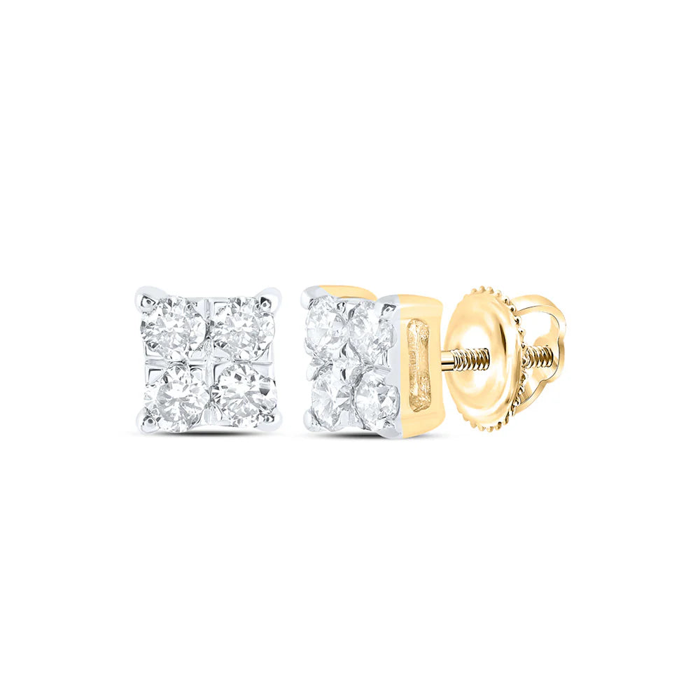 10k Gold 1/6 ct Diamond Square Earrings