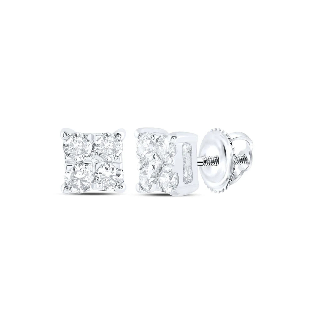 10k Gold 1/6 ct Diamond Square Earrings