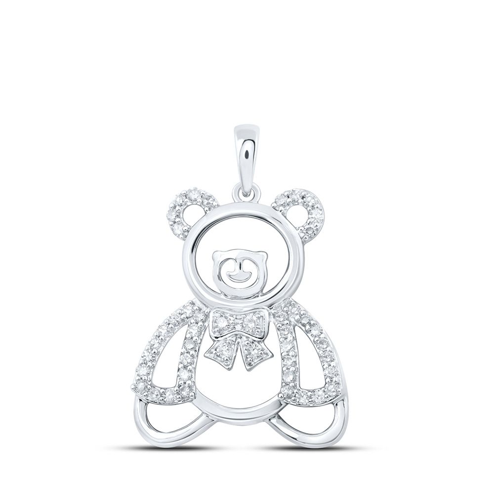 10k Gold 1/3 ct Diamond Teddy Bear Pendant