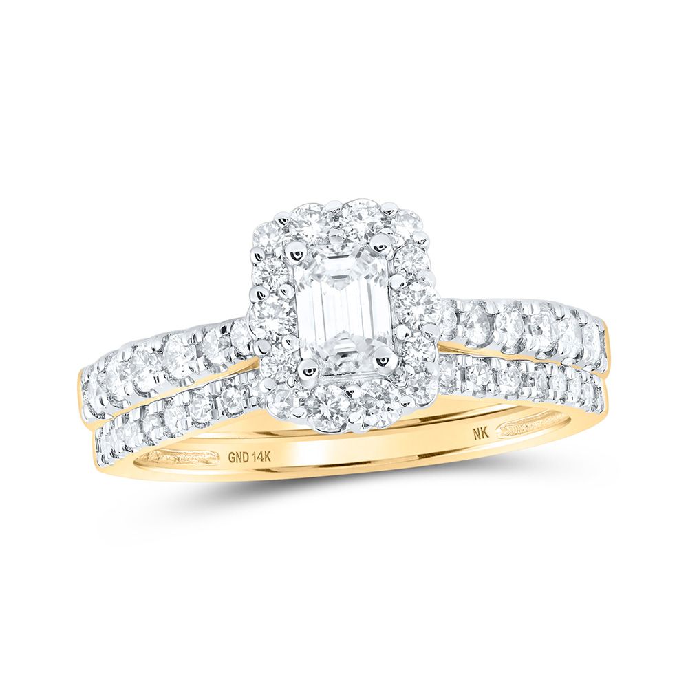 14k Gold 1 ct Emerald VS Diamond Bridal Wedding Ring
