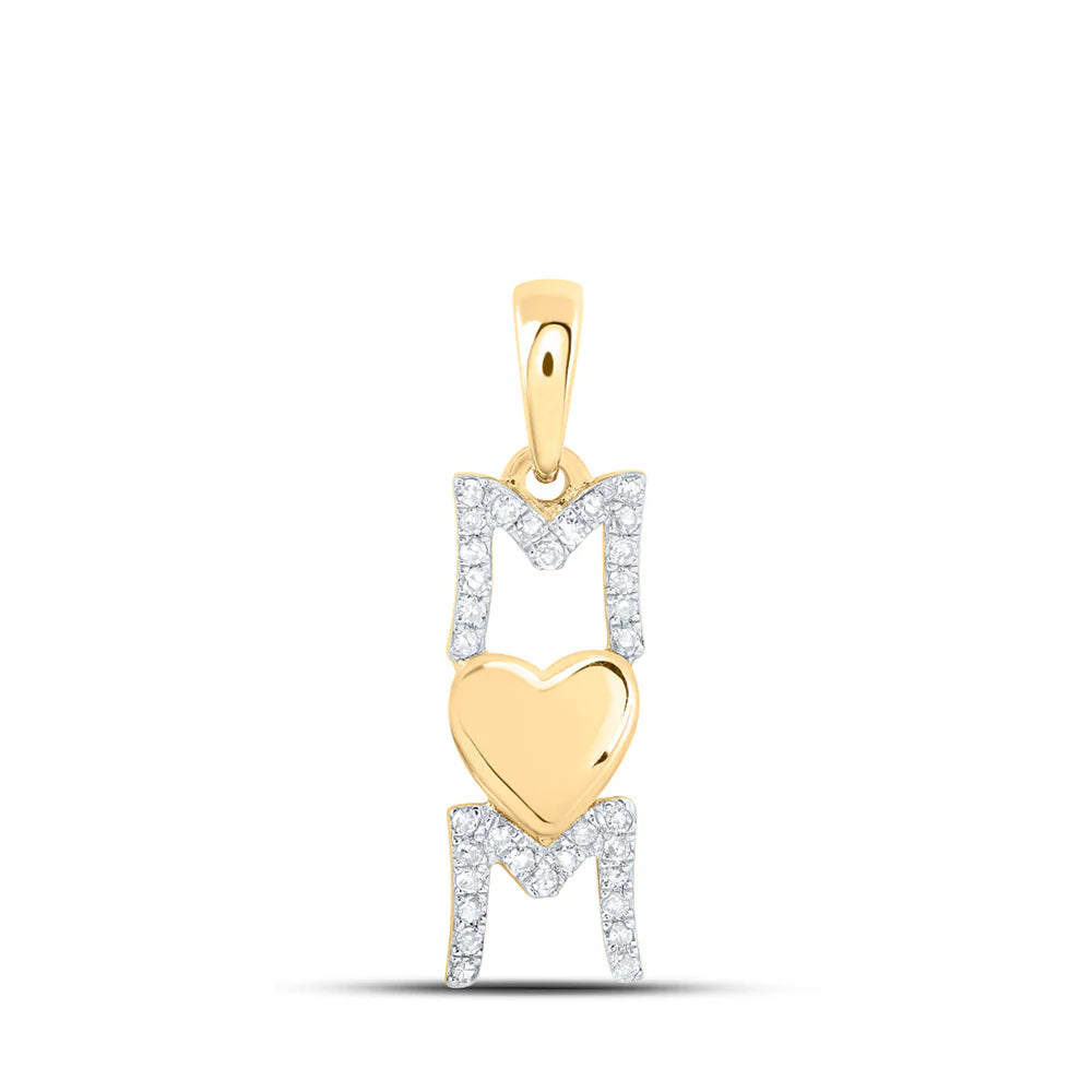 10k Gold 1/5 ct Diamond Mom Heart Pendant