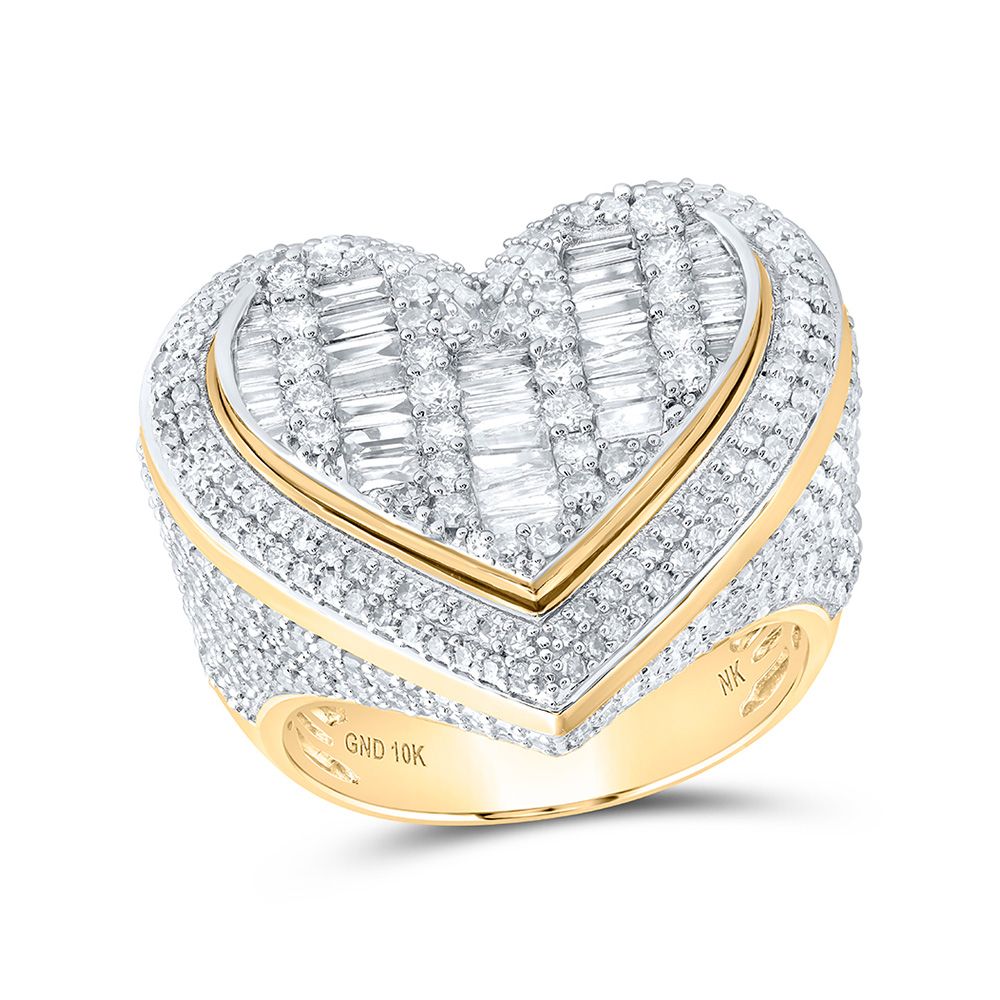 10k Gold 3 ct Baguette Diamond Heart Ring